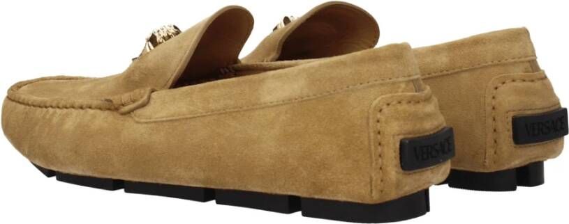 Versace Beige Slip-On Loafers met Front Logo