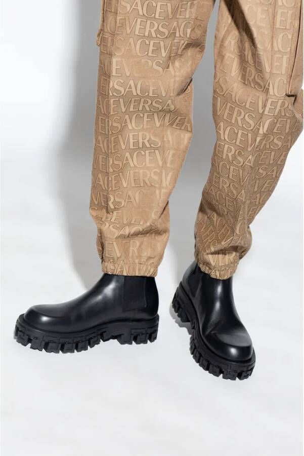 Versace Leren Chelsea laarzen Zwart Heren
