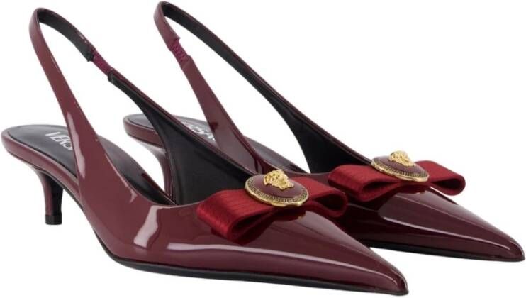 Versace Bourgondische leren pumps met puntige neus