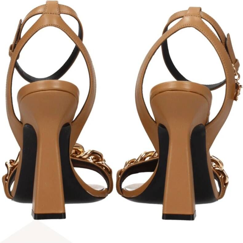 Versace Bruin Leren Stiletto Hakken Sandalen