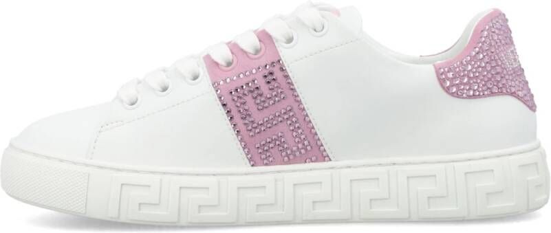 Versace Crystal Greca Lage Top Sneakers White Dames