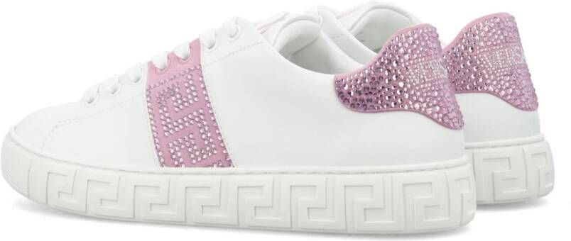 Versace Crystal Greca Lage Top Sneakers White Dames
