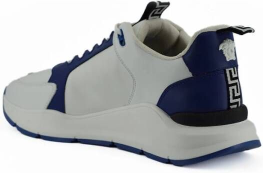 Versace Elegante Leren Sneakers Blauw Wit White Heren
