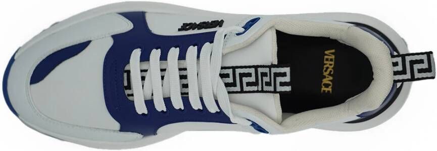 Versace Elegante Leren Sneakers Blauw Wit White Heren