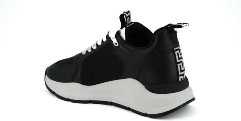 Versace Elegante Monochrome Leder Sneakers Black Dames