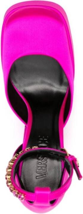 Versace Fuchsia Satin-Finish Pumps met 125mm Hak Roze Dames