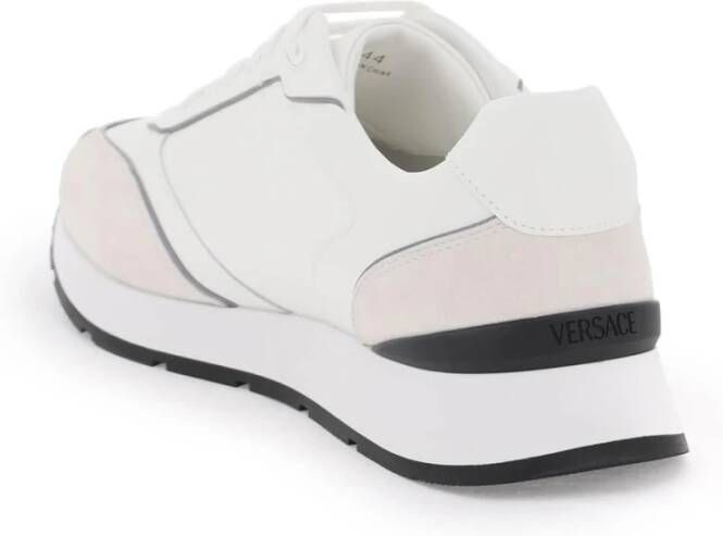 Versace Geborduurde Leren Sneakers White Heren