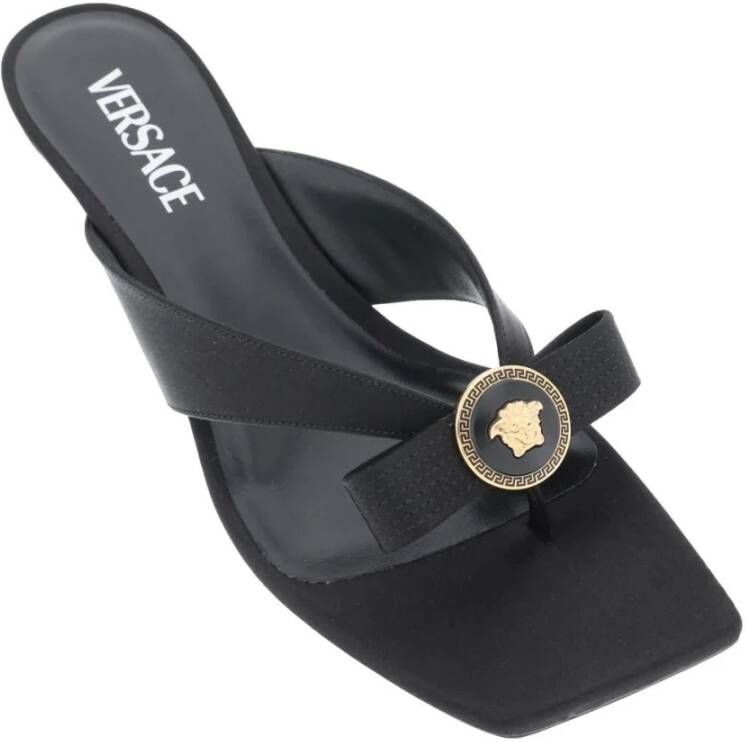 Versace Gianni Ribbon Thong Mules Black Dames