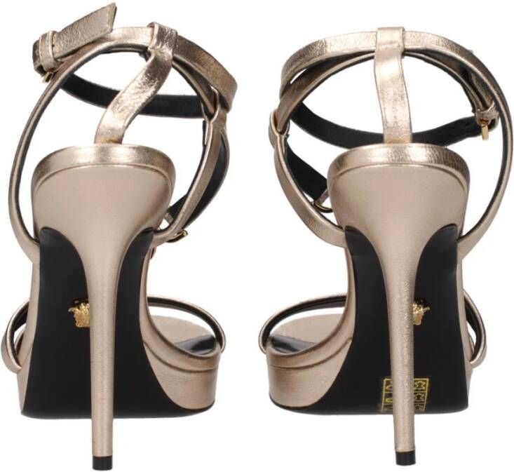Versace Gouden Leren Hoge Hak Sandaal