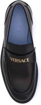 Versace Gouden Logo Leren Loafers