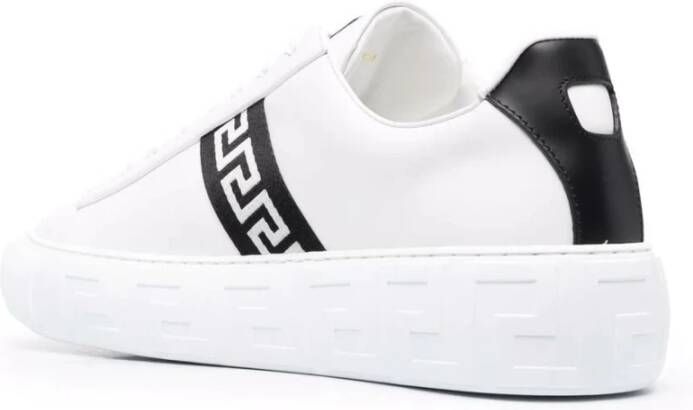 Versace Greca Low-Top Sneakers met Leren Greca Motief White Heren