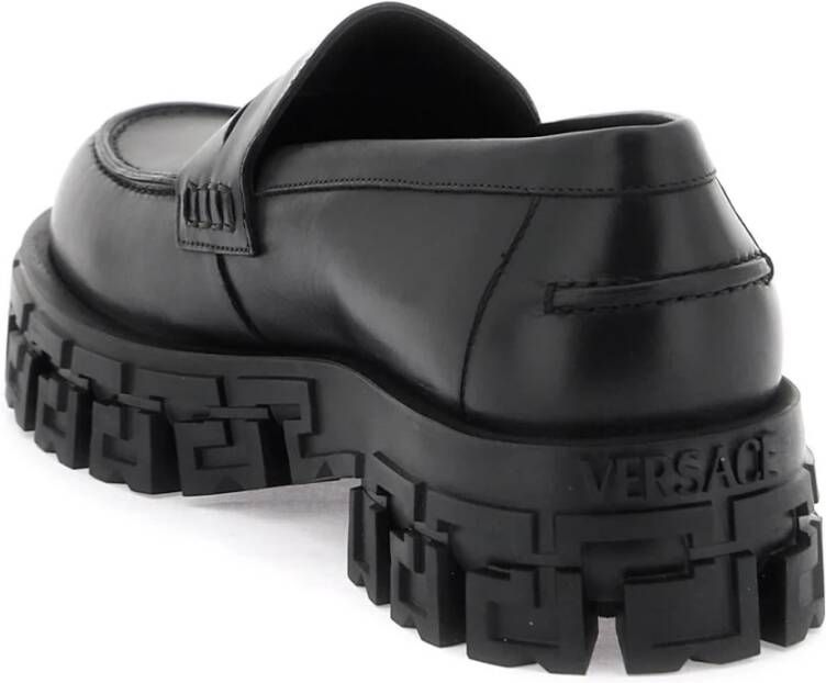 Versace Greca Portico Leren Loafers Black Heren