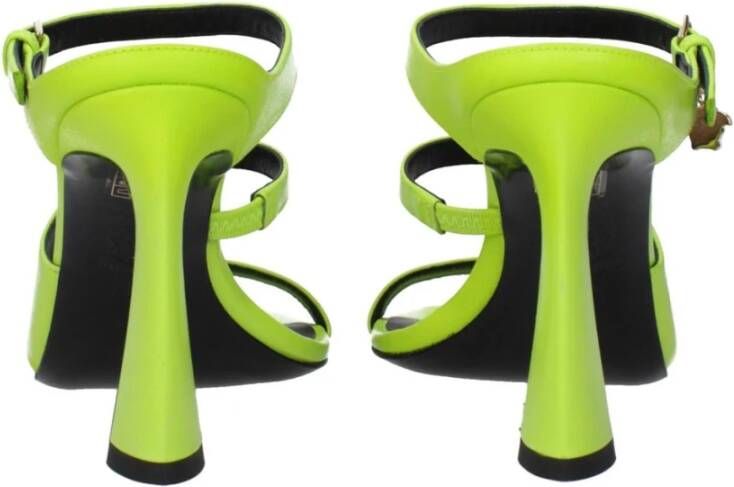 Versace Groene leren hoge hak sandalen