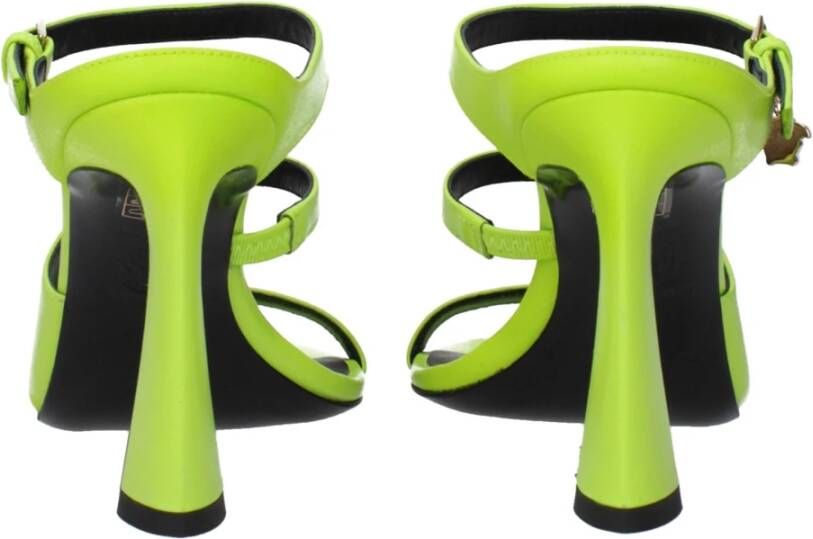 Versace Groene Leren Stiletto Hakken Sandalen