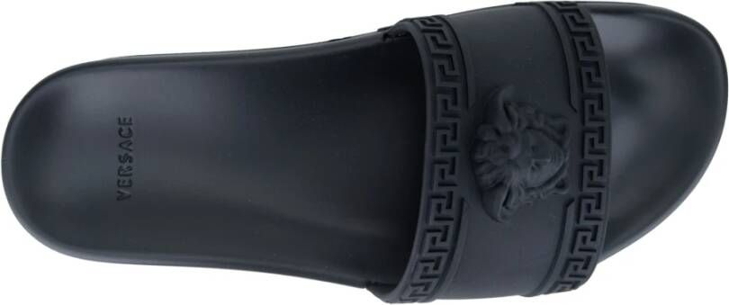 Versace Heren Grieks Motief Slippers Black Heren