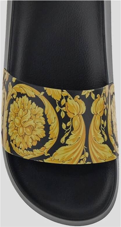 Versace Barok Print Slippers Black Heren