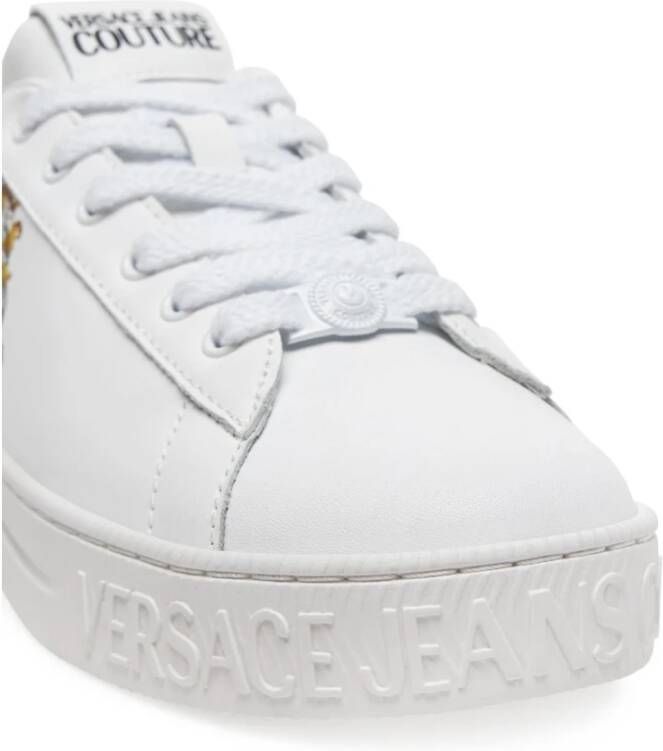 Versace Jeans Couture Baroque Emblem White Leather Sneakers