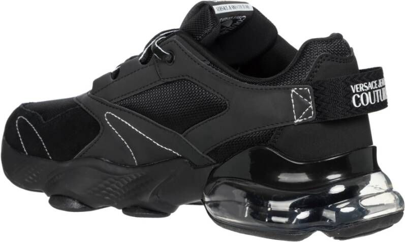 Versace Jeans Couture Effen Vetersluiting Sneakers Zwart Heren