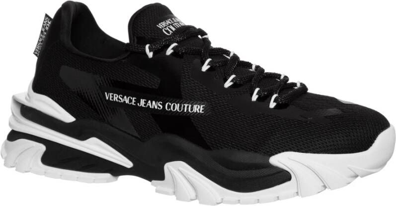 Versace Jeans Couture Effen Vetersluiting Trail Treck Sneakers Zwart Heren