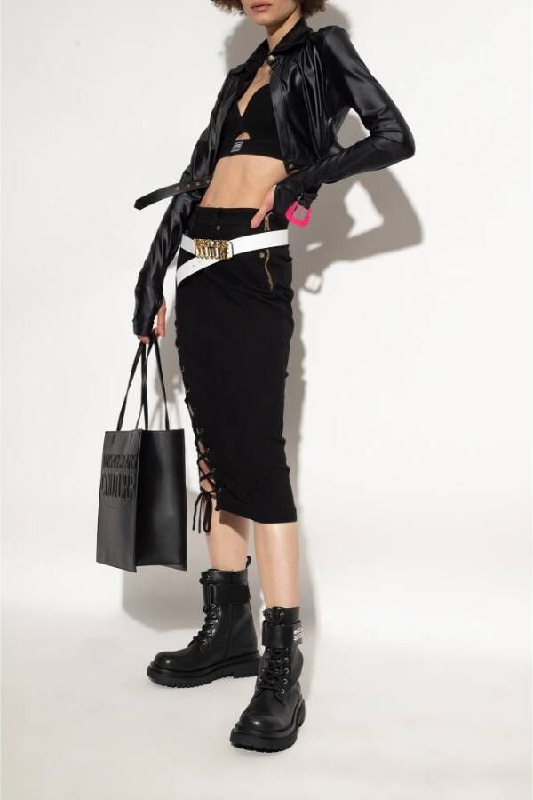 Versace Jeans Couture Enkellaarzen met logo Zwart Dames