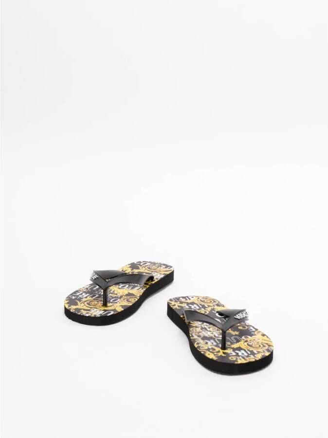 Versace Jeans Couture Printed Logo Flip Flops Zwart Dames