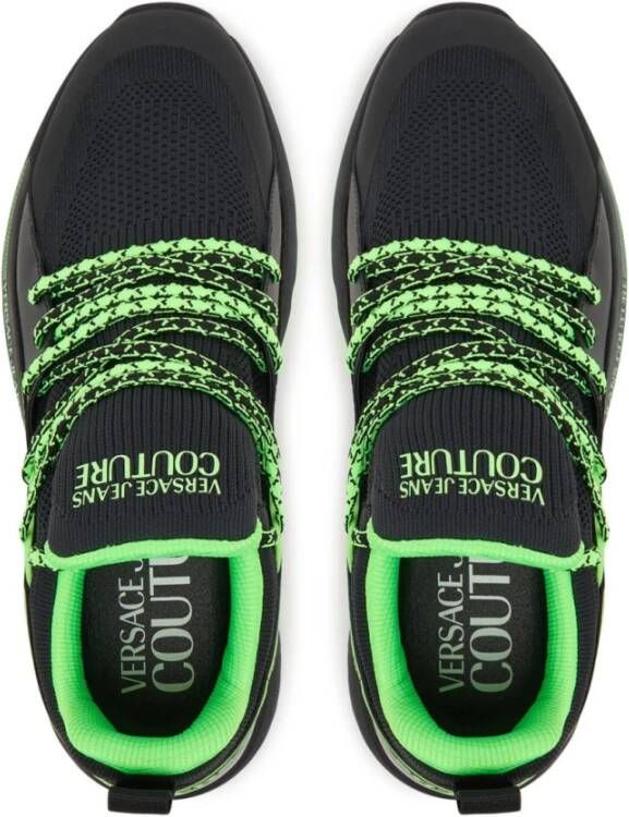 Versace Jeans Couture Groene Sneakers Ronde Neus Platte Hak