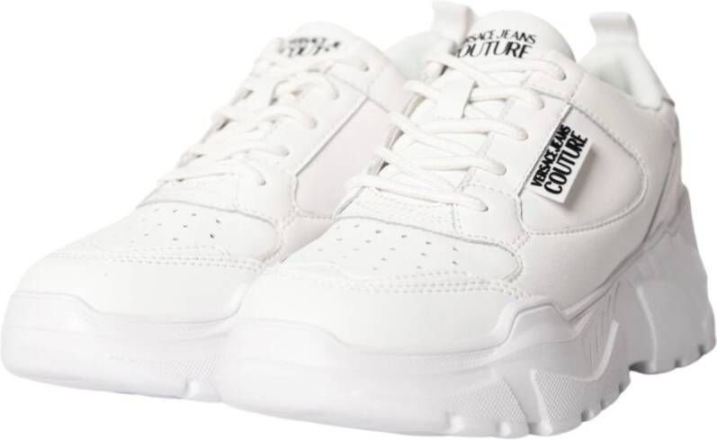 Versace Jeans Couture Leren Sneaker met Speedtrack White Dames