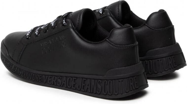 Versace Jeans Couture Leren Sneakers met Contrast Logo Black Dames