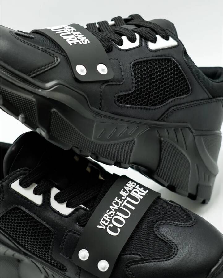 Versace Jeans Couture Lage profiel sneakers voor heren met gladde graaninzetten Black Heren - Foto 9