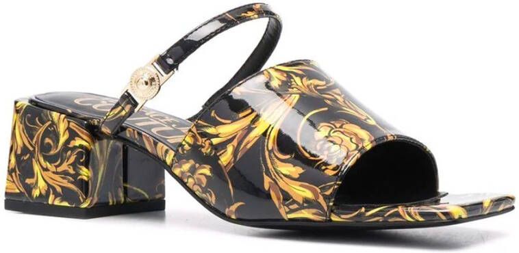 Versace Jeans Couture Regalia Baroque Print Sandals Zwart Dames