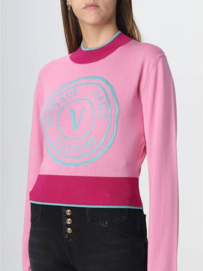 Versace Jeans Couture Geborduurde trui met ribgebreide boorden