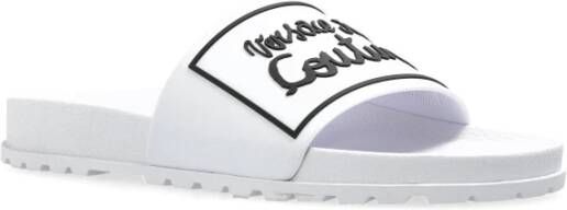 Versace Jeans Couture Rubberen slides met logo White Dames