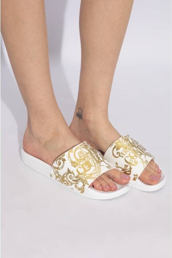 Versace Jeans Couture Slides met logo White Dames