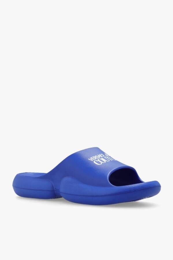 Versace Jeans Couture Slippers met logo Blauw Heren