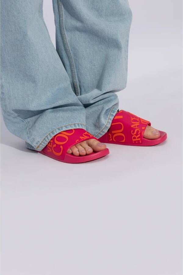 Versace Jeans Couture Slippers met logo Pink Dames