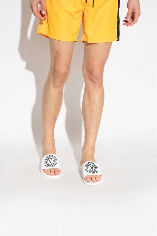 Versace Jeans Couture Slippers met logo Wit Heren