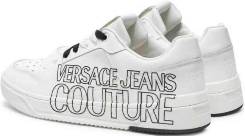 Versace Jeans Couture Witte Leren Sneakers met Logo Print