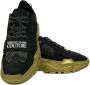 Versace Jeans Couture Zwarte Leren Sneaker met Goudkleurige Rubberen Zool Black Heren - Thumbnail 2