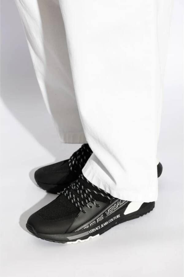 Versace Jeans Couture Sneakers met bedrukt logo Black Heren