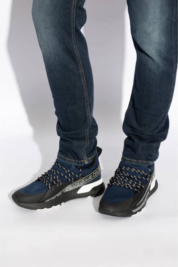 Versace Jeans Couture Sneakers met bedrukt logo Blue Heren