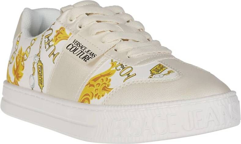 Versace Jeans Couture Gedrukte Sneakers Stijlvol en Trendy Wit Dames