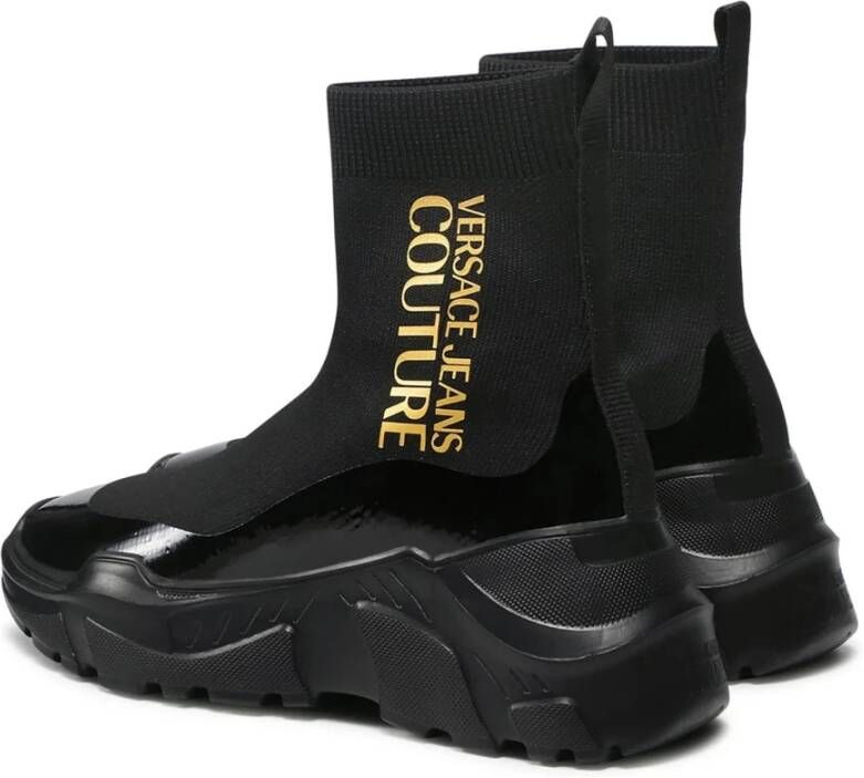 Versace Jeans Couture Sok Sneakers met Gouden Logo Black Dames