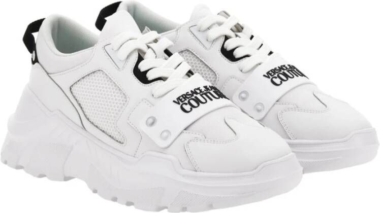 Versace Jeans Couture Witte Sneakers met Gladde Korrel Inzetstukken en Logo Print White Heren - Foto 2