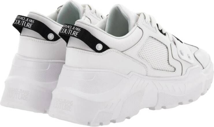 Versace Jeans Couture Witte Sneakers met Gladde Korrel Inzetstukken en Logo Print White Heren - Foto 4