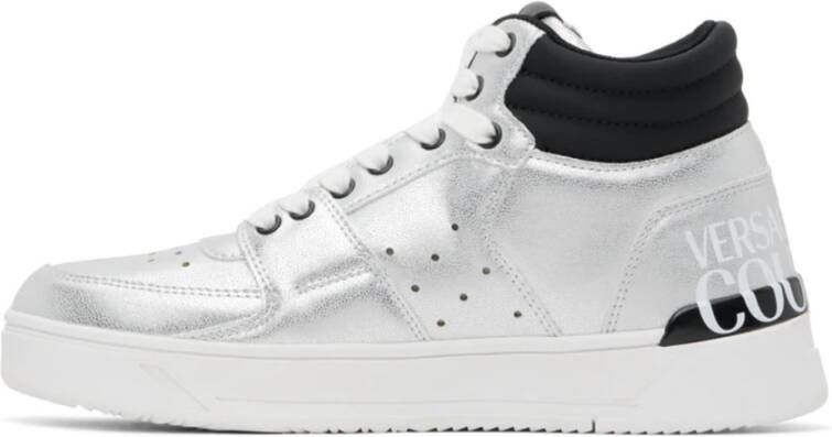 Versace Jeans Couture Zilveren Patentleren High Top Sneakers Gray Heren