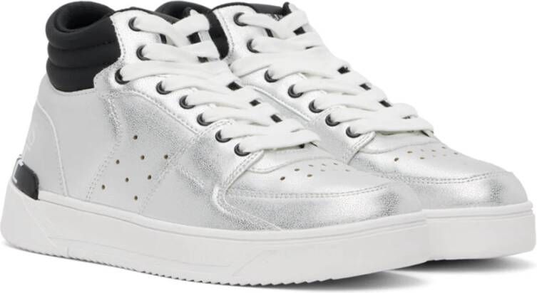 Versace Jeans Couture Zilveren Patentleren High Top Sneakers Gray Heren