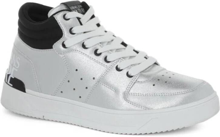 Versace Jeans Couture Zilveren Patentleren High Top Sneakers Gray Heren