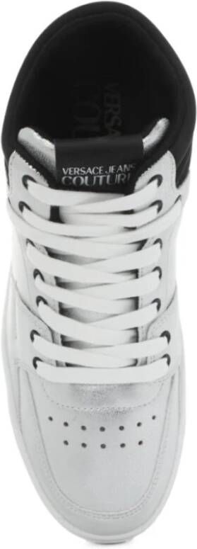 Versace Jeans Couture Zilveren Patentleren High Top Sneakers Gray Heren