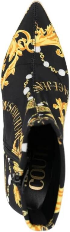 Versace Jeans Couture Zwarte Barokprint Enkellaarzen