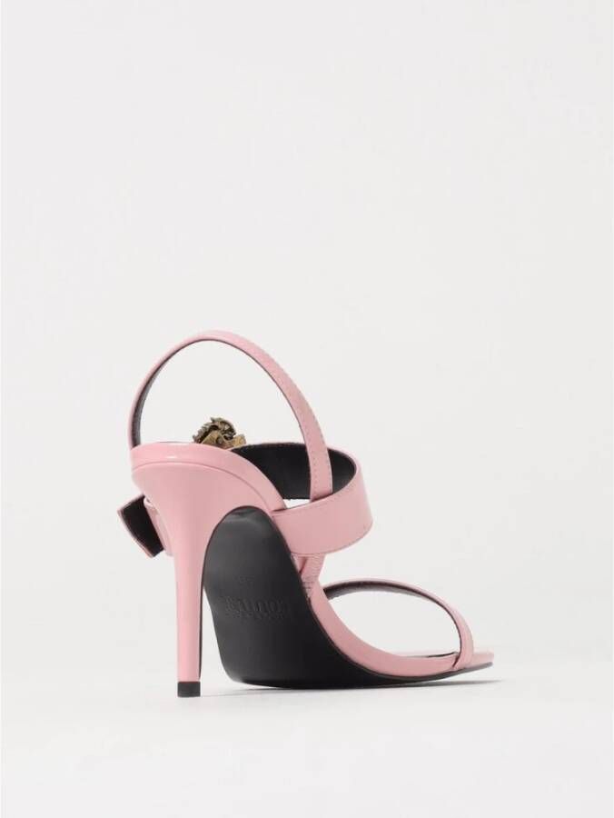 Versace Jeans Couture Zwarte Sandalen met Hoge Hak van Lakleer